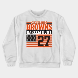 Cleveland Browns Hunt 27 American Flag Football Crewneck Sweatshirt